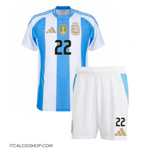 Argentina Lautaro Martinez #22 Prima Maglia Bambino Copa America 2024 Manica Corta (+ Pantaloni corti)